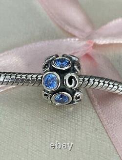 Charme Pandora Chemin des Primevères Bleu Édition Limitée Très Rare 790330 & Boîte Cadeau