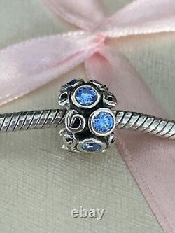 Charme Pandora Chemin des Primevères Bleu Édition Limitée Très Rare 790330 & Boîte Cadeau