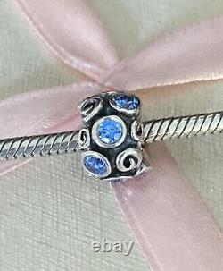 Charme Pandora Chemin des Primevères Bleu Édition Limitée Très Rare 790330 & Boîte Cadeau