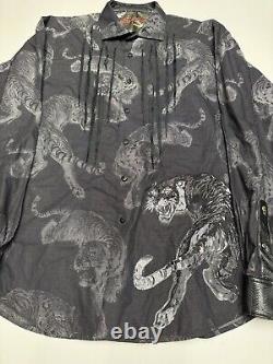 Édition limitée Robert Graham très rare Chemise pour hommes avec motif de tigre Taille 2XL