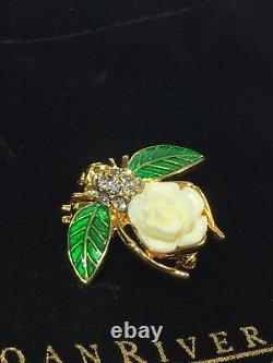 Joan Rivers Limited Edition 1/5000 White Gardenia Bee Pin Broche Très Rare Nib