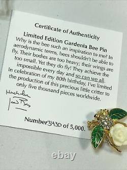Joan Rivers Limited Edition 1/5000 White Gardenia Bee Pin Broche Très Rare Nib