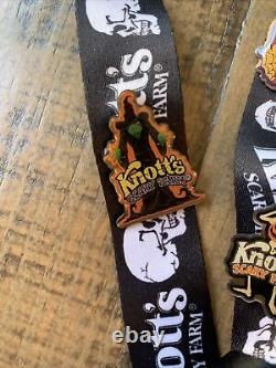 Knotts Scary Farm Halloween Haunt Lanyard Avec 4 Pins D'édition Limitées Tres Rare