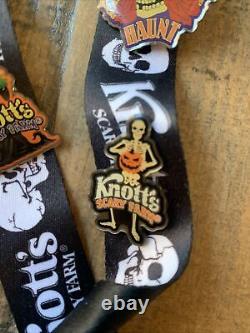 Knotts Scary Farm Halloween Haunt Lanyard Avec 4 Pins D'édition Limitées Tres Rare