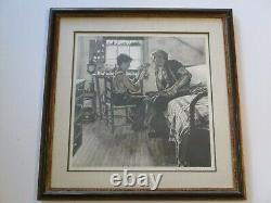 Lithographie très rare de Norman Rockwell, signée à la main, édition limitée, enfant et vieux jouets