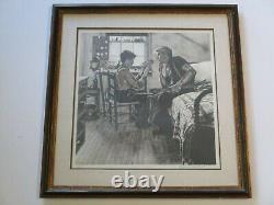 Lithographie très rare de Norman Rockwell, signée à la main, édition limitée, enfant et vieux jouets