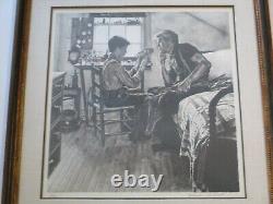 Lithographie très rare de Norman Rockwell, signée à la main, édition limitée, enfant et vieux jouets