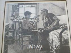 Lithographie très rare de Norman Rockwell, signée à la main, édition limitée, enfant et vieux jouets