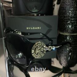 Lunettes De Soleil Bvlgari 8056-b Black Swarovski Crystal Edition Limitée Very Rare