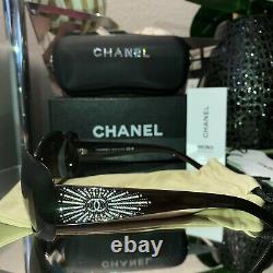 Lunettes De Soleil Chanel Brown 6026-b Edition Limitée Swarovski Crystal 850 $ Tres Rare