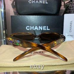 Lunettes De Soleil Chanel Edition Limitée Swarovski Crystal 5060-b Brown Very Rare