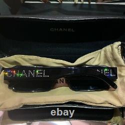 Lunettes De Soleil Chanel Edition Limitée Swarovski Crystal 5060-b Noir Very Rare