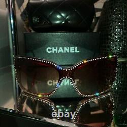 Lunettes De Soleil Chanel Edition Limitée Swarovski Crystal 5065-b Rube Rouge Very Rare