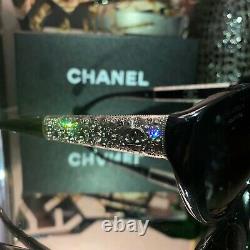 Lunettes De Soleil Chanel Edition Limitée Swarovski Crystal 5298-b Noir Very Rare