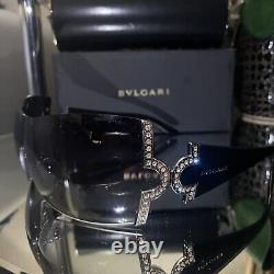 Lunettes de soleil Bvlgari 651-B Noir Cristal Swarovski Édition Limitée TRÈS RARE