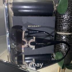 Lunettes de soleil Bvlgari 651-B Noir Cristal Swarovski Édition Limitée TRÈS RARE