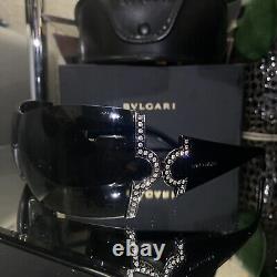 Lunettes de soleil Bvlgari 651-B Noir Cristal Swarovski Édition Limitée TRÈS RARE