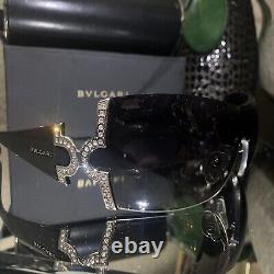 Lunettes de soleil Bvlgari 651-B Noir Cristal Swarovski Édition Limitée TRÈS RARE