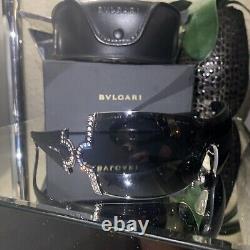 Lunettes de soleil Bvlgari 651-B Noir Cristal Swarovski Édition Limitée TRÈS RARE