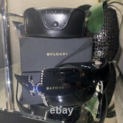 Lunettes de soleil Bvlgari 651-B Noir Cristal Swarovski Édition Limitée TRÈS RARE