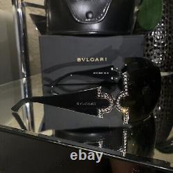 Lunettes de soleil Bvlgari 651-B Noir Cristal Swarovski Édition Limitée TRÈS RARE