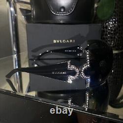 Lunettes de soleil Bvlgari 651-B Noir Cristal Swarovski Édition Limitée TRÈS RARE