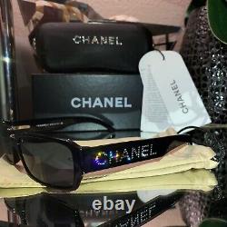 Lunettes de soleil Chanel 5060-B Noir Édition Limitée Cristaux Swarovski TRÈS RARE