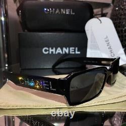 Lunettes de soleil Chanel 5060-B Noir Édition Limitée Cristaux Swarovski TRÈS RARE