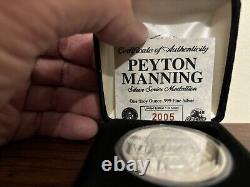 Médaille d'argent Peyton Manning Highland Mint Édition Limitée Nouvelle Très Rare