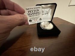 Médaille d'argent Peyton Manning Highland Mint Édition Limitée Nouvelle Très Rare