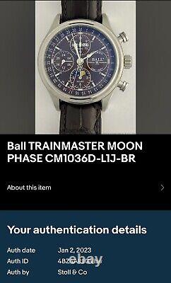 Montre Ball Trainmaster Moonlight Special édition limitée CM1036D-L1J (Très rare)
