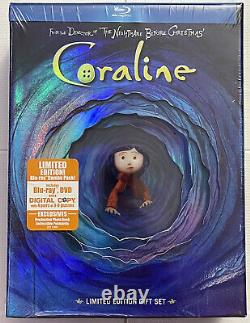 Nouveau Coraline Edition Limitée Blu Ray DVD 2disc Cadeau Set Très Rare Oups Tim Burton