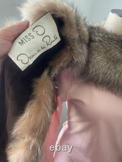 OSCAR DE LA RENTA Écharpe En Fourrure De Renard En Cristal Très RARE ! Édition Limitée