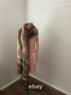 OSCAR DE LA RENTA Écharpe En Fourrure De Renard En Cristal Très RARE ! Édition Limitée