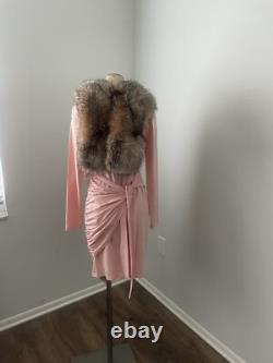 OSCAR DE LA RENTA Écharpe En Fourrure De Renard En Cristal Très RARE ! Édition Limitée