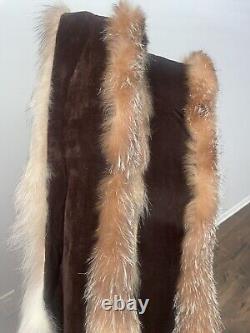 OSCAR DE LA RENTA Écharpe En Fourrure De Renard En Cristal Très RARE ! Édition Limitée