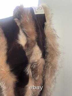 OSCAR DE LA RENTA Écharpe En Fourrure De Renard En Cristal Très RARE ! Édition Limitée