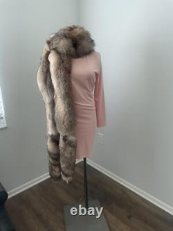 OSCAR DE LA RENTA Écharpe En Fourrure De Renard En Cristal Très RARE ! Édition Limitée