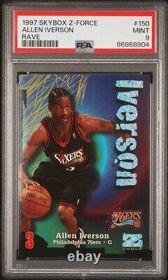 PSA 9 Allen Iverson 1997 Skybox Z-Force Rave #/399! POP 3! TRÈS RARE! Le Réponse