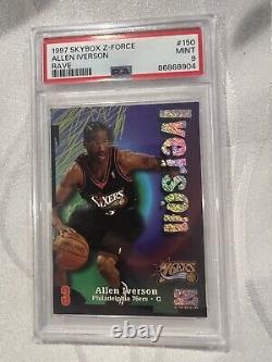 PSA 9 Allen Iverson 1997 Skybox Z-Force Rave #/399! POP 3! TRÈS RARE! Le Réponse