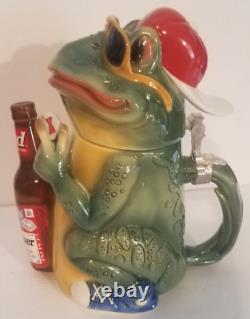 Personnage de la grenouille Budweiser BUD Stein 1996 Édition limitée Anheuser/Busch Très rare