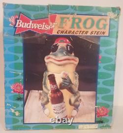 Personnage de la grenouille Budweiser BUD Stein 1996 Édition limitée Anheuser/Busch Très rare