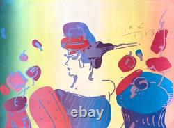 Peter Max Dame Avec Fleurs Très Rare Édition Limitée Numérotée 67/75 Grande lithographie