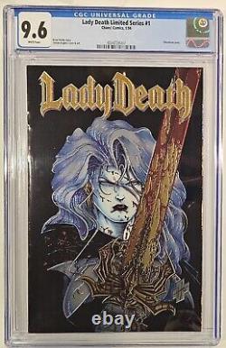 Série limitée Lady Death n°1 CGC 9.6 (Chaos, 1994) Couverture en or chromé Très rare