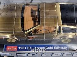 Sunstar DMC Delorean 118 Gold Edition Limitée Very Rare Boxed Brand New Mint