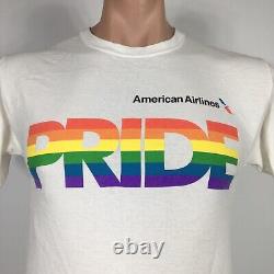 T-shirt rétro en édition limitée très rare American Airlines PRIDE taille petite LGBTQ