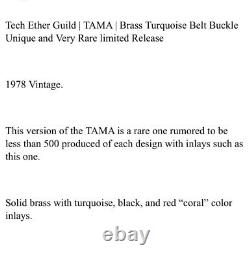Tech Ether Guild Brass Turquoise Ceinture Buckle Tama Très Rare / Limited