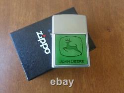 Très Rare 2007 Édition Limitée Satin Chrome Zippo Logo Emblem John Deere Scellé