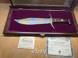 Très Rare Couteau Bowie Western Vintage W49 Édition Limitée Atelier Personnalisé Gravure en Or
