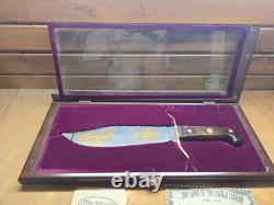 Très Rare Couteau Bowie Western Vintage W49 Édition Limitée Atelier Personnalisé Gravure en Or